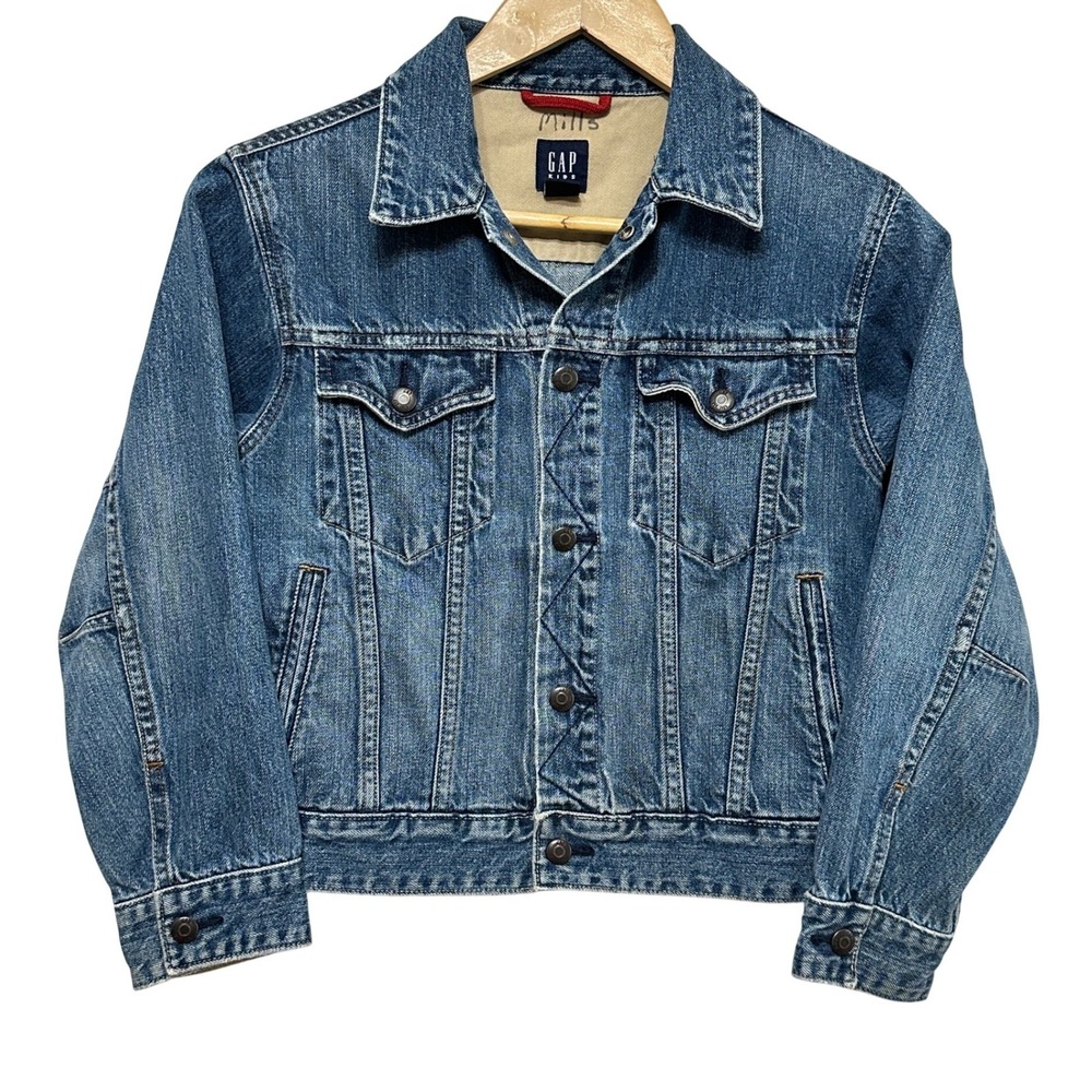 Vintage Gap Kids Denim Jacket Kids Size 8 Blue Jean Button Up Y2K Casual Trucker